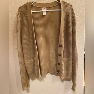 Mossimo Beige cardigan sweater with corduroy elbow pads - Size L